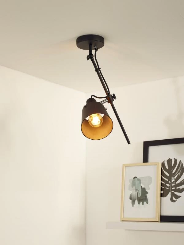 Lucide QUINNY - Ceiling spotlight - 1xE27 - Black - ambiance 1